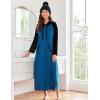 image:imageEkouaer Nightgowns for Women Cotton Nightgown Long Sleeve Hooded Night Gown Contrast Color Full Length Loungewear with PocketBlue
