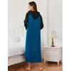 image:imageEkouaer Nightgowns for Women Cotton Nightgown Long Sleeve Hooded Night Gown Contrast Color Full Length Loungewear with PocketBlue