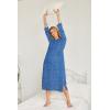 image:imageEkouaer Nightgowns for Women Cotton Nightgown Long Sleeve Hooded Night Gown Contrast Color Full Length Loungewear with PocketBlue Dog Footprints