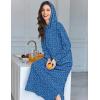 image:imageEkouaer Nightgowns for Women Cotton Nightgown Long Sleeve Hooded Night Gown Contrast Color Full Length Loungewear with PocketBlue Dog Footprints