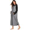 image:imageEkouaer Nightgowns for Women Cotton Nightgown Long Sleeve Hooded Night Gown Contrast Color Full Length Loungewear with PocketDark Grey