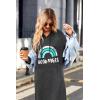 image:imageEkouaer Nightgowns for Women Cotton Nightgown Long Sleeve Hooded Night Gown Contrast Color Full Length Loungewear with PocketDark Grey Rainbow