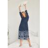 image:imageEkouaer Nightgowns for Women Cotton Nightgown Long Sleeve Hooded Night Gown Contrast Color Full Length Loungewear with PocketNavy Dot