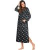 image:imageEkouaer Nightgowns for Women Cotton Nightgown Long Sleeve Hooded Night Gown Contrast Color Full Length Loungewear with PocketNavy Flowers