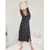 image:imageEkouaer Nightgowns for Women Cotton Nightgown Long Sleeve Hooded Night Gown Contrast Color Full Length Loungewear with PocketNavy Flowers