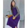 image:imageEkouaer Nightgowns for Women Cotton Nightgown Long Sleeve Hooded Night Gown Contrast Color Full Length Loungewear with PocketPurple