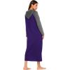 image:imageEkouaer Nightgowns for Women Cotton Nightgown Long Sleeve Hooded Night Gown Contrast Color Full Length Loungewear with PocketPurple