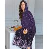 image:imageEkouaer Nightgowns for Women Cotton Nightgown Long Sleeve Hooded Night Gown Contrast Color Full Length Loungewear with PocketPurple Flower