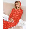 image:imageEkouaer Nightgowns for Women Cotton Nightgown Long Sleeve Hooded Night Gown Contrast Color Full Length Loungewear with PocketRed Christmas Print