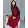 image:imageEkouaer Nightgowns for Women Cotton Nightgown Long Sleeve Hooded Night Gown Contrast Color Full Length Loungewear with PocketWine Red