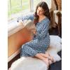 image:imageEkouaer Nightgowns for Women Long Sleeve Nightgown Long Sleepwear Button Down Sleep Shirt Soft Night Gown S4XLBluered Flowers