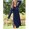 image:imageEkouaer Nightgowns for Women Long Sleeve Nightgown Long Sleepwear Button Down Sleep Shirt Soft Night Gown S4XLNavy Blue