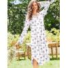 image:imageEkouaer Nightgowns for Women Long Sleeve Nightgown Long Sleepwear Button Down Sleep Shirt Soft Night Gown S4XLPurple Floral