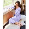 image:imageEkouaer Nightgowns for Women Long Sleeve Nightgown Long Sleepwear Button Down Sleep Shirt Soft Night Gown S4XLPurple Flowers