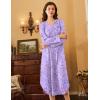image:imageEkouaer Nightgowns for Women Long Sleeve Nightgown Long Sleepwear Button Down Sleep Shirt Soft Night Gown S4XLPurple Stars