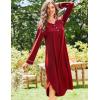 image:imageEkouaer Nightgowns for Women Long Sleeve Nightgown Long Sleepwear Button Down Sleep Shirt Soft Night Gown S4XLRed
