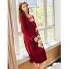 image:imageEkouaer Nightgowns for Women Long Sleeve Nightgown Long Sleepwear Button Down Sleep Shirt Soft Night Gown S4XLRed