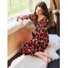 image:imageEkouaer Nightgowns for Women Long Sleeve Nightgown Long Sleepwear Button Down Sleep Shirt Soft Night Gown S4XLRed Christmas