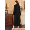 image:imageEkouaer Nightgowns for Women Long Sleeve Sleepshirt Button Nightshirt Full Length Sleepwear with PocketsBlack