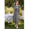 image:imageEkouaer Nightgowns for Women Long Sleeve Sleepshirt Button Nightshirt Full Length Sleepwear with PocketsBlack Plaid