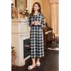 image:imageEkouaer Nightgowns for Women Long Sleeve Sleepshirt Button Nightshirt Full Length Sleepwear with PocketsBlack Plaid