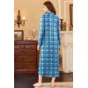 image:imageEkouaer Nightgowns for Women Long Sleeve Sleepshirt Button Nightshirt Full Length Sleepwear with PocketsLight Blue Plaid