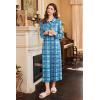 image:imageEkouaer Nightgowns for Women Long Sleeve Sleepshirt Button Nightshirt Full Length Sleepwear with PocketsLight Blue Plaid