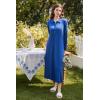 image:imageEkouaer Nightgowns for Women Long Sleeve Sleepshirt Button Nightshirt Full Length Sleepwear with PocketsNavy Blue