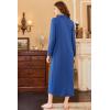 image:imageEkouaer Nightgowns for Women Long Sleeve Sleepshirt Button Nightshirt Full Length Sleepwear with PocketsNavy Blue