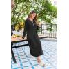 image:imageEkouaer Nightgowns for Women Long Sleeves Nightgown Soft Sleepwear Button V Neck Sleepshirt Long Nightgown SXXLBlack
