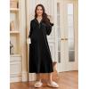 image:imageEkouaer Nightgowns for Women Long Sleeves Nightgown Soft Sleepwear Button V Neck Sleepshirt Long Nightgown SXXLBlack