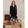 image:imageEkouaer Nightgowns for Women Long Sleeves Nightgown Soft Sleepwear Button V Neck Sleepshirt Long Nightgown SXXLBlack Flower