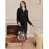 image:imageEkouaer Nightgowns for Women Long Sleeves Nightgown Soft Sleepwear Button V Neck Sleepshirt Long Nightgown SXXLBlack Flower