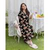image:imageEkouaer Nightgowns for Women Long Sleeves Nightgown Soft Sleepwear Button V Neck Sleepshirt Long Nightgown SXXLBlack Full Flower