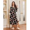 image:imageEkouaer Nightgowns for Women Long Sleeves Nightgown Soft Sleepwear Button V Neck Sleepshirt Long Nightgown SXXLBlack Full Flower