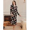 image:imageEkouaer Nightgowns for Women Long Sleeves Nightgown Soft Sleepwear Button V Neck Sleepshirt Long Nightgown SXXLBlack Full Flower
