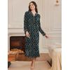 image:imageEkouaer Nightgowns for Women Long Sleeves Nightgown Soft Sleepwear Button V Neck Sleepshirt Long Nightgown SXXLBlack Green Floral