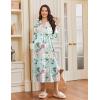 image:imageEkouaer Nightgowns for Women Long Sleeves Nightgown Soft Sleepwear Button V Neck Sleepshirt Long Nightgown SXXLGreen Pink Flower