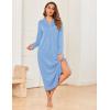 image:imageEkouaer Nightgowns for Women Long Sleeves Nightgown Soft Sleepwear Button V Neck Sleepshirt Long Nightgown SXXLLight Blue