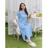 image:imageEkouaer Nightgowns for Women Long Sleeves Nightgown Soft Sleepwear Button V Neck Sleepshirt Long Nightgown SXXLLight Blue