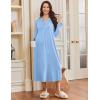 image:imageEkouaer Nightgowns for Women Long Sleeves Nightgown Soft Sleepwear Button V Neck Sleepshirt Long Nightgown SXXLLight Blue