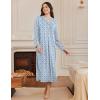 image:imageEkouaer Nightgowns for Women Long Sleeves Nightgown Soft Sleepwear Button V Neck Sleepshirt Long Nightgown SXXLLight Blue Flower