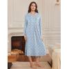 image:imageEkouaer Nightgowns for Women Long Sleeves Nightgown Soft Sleepwear Button V Neck Sleepshirt Long Nightgown SXXLLight Blue Flower