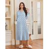 image:imageEkouaer Nightgowns for Women Long Sleeves Nightgown Soft Sleepwear Button V Neck Sleepshirt Long Nightgown SXXLLight Blue Flower