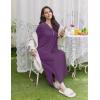 image:imageEkouaer Nightgowns for Women Long Sleeves Nightgown Soft Sleepwear Button V Neck Sleepshirt Long Nightgown SXXLPurple
