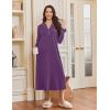 image:imageEkouaer Nightgowns for Women Long Sleeves Nightgown Soft Sleepwear Button V Neck Sleepshirt Long Nightgown SXXLPurple