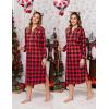 image:imageEkouaer Nightgowns for Women Long Sleeves Nightgown Soft Sleepwear Button V Neck Sleepshirt Long Nightgown SXXLRed Plaid