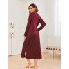 image:imageEkouaer Nightgowns for Women Long Sleeves Nightgown Soft Sleepwear Button V Neck Sleepshirt Long Nightgown SXXLWine Red