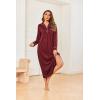 image:imageEkouaer Nightgowns for Women Long Sleeves Nightgown Soft Sleepwear Button V Neck Sleepshirt Long Nightgown SXXLWine Red