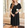 image:imageEkouaer Nightgowns for Women Short Sleeve House Dress with Pockets Soft Moomoo Pleated Mumu Dresses V Neck SleepwearBlack
